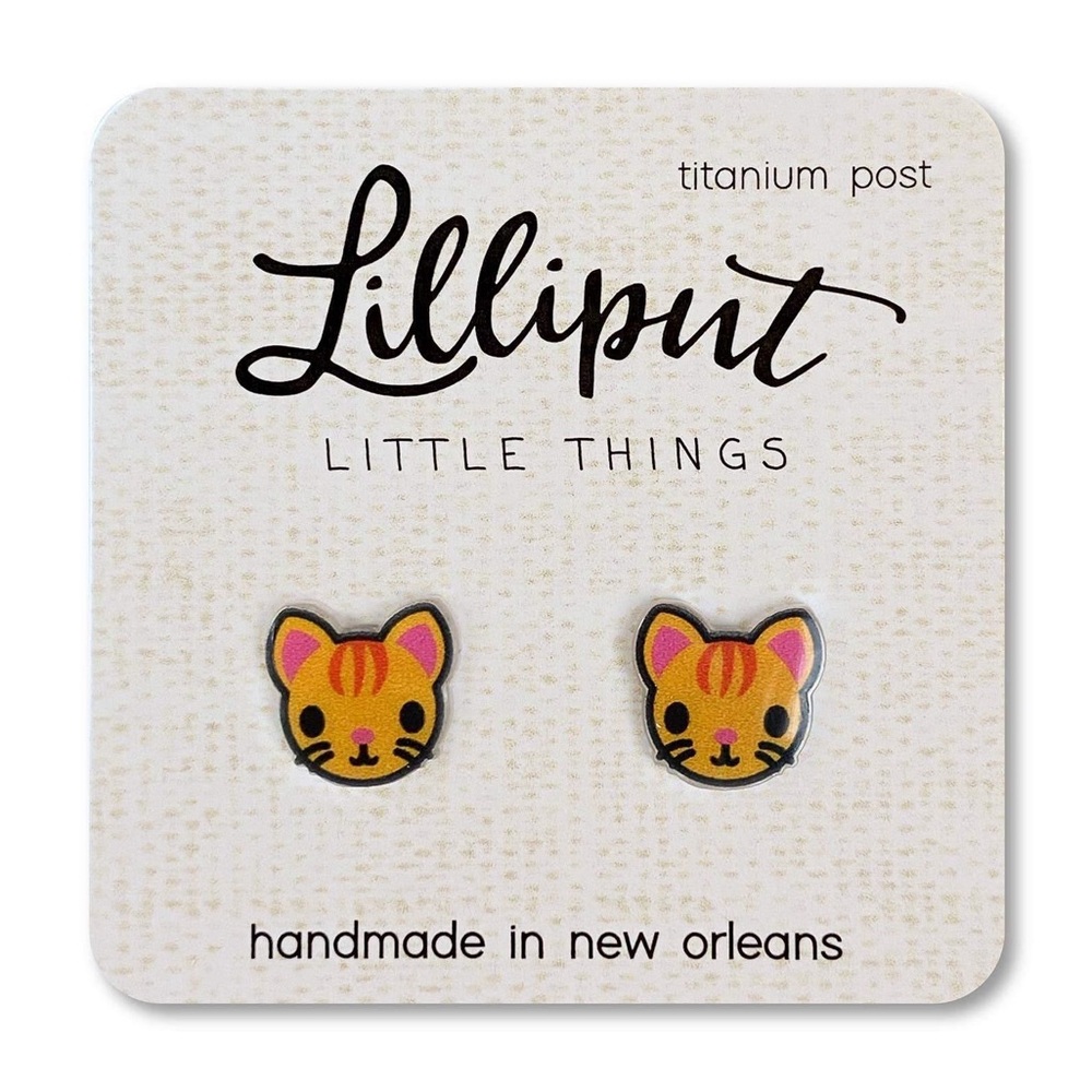Kitty Cat Earrings (Orange)